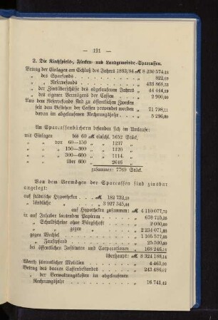 2. Die Kirchspiels-, Flecken- und Landgemeinde-Sparcassen.