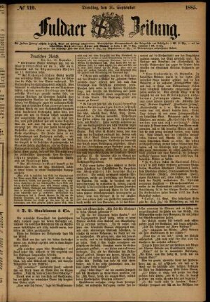 Ausgabe vom Dienstag, den 15. September 1885.
