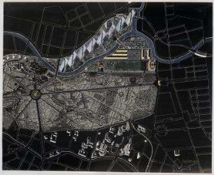 Bundesoffener städtebaulicher und landschaftsplanerischer Ideenwettbewerb Platz der Republik, Überarbeitung (nicht realisiert), 2. Preis – Axonometrische Projektion. Berlin-Mitte, Platz der Republik