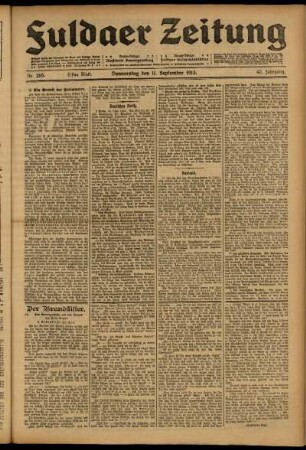 Erste Ausgabe vom Donnerstag, den 11. September 1913.