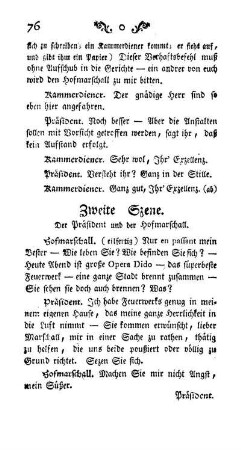 Zweite Szene. Der Präsident und der Hofmarschall.