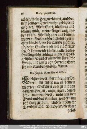 Um herzliche Reue über die Sünde.