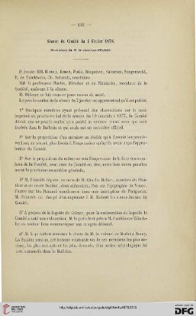 Séance du Comité du 4 février 1878