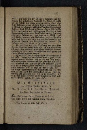 Die Siegespost am 26sten Junius 1815.