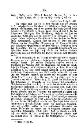 Religions- (Katechismus-) Unterricht in den Volksschulen der Provinz Schleswig-Holstein : [IV. Elementarschulwesen]