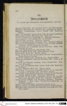 VII. Verzeichniß der Cassen und Recepturen von allgemeinem Interesse.