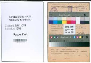 Entnazifizierung Paul Raspe , geb. 29.01.1914 (Musiker)