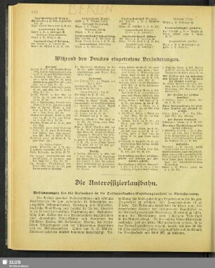Während des Druckes eingetretene Änderungen