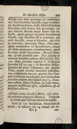 407-416, Asseritur veritas Sacrificii Melchisedech adversus ...