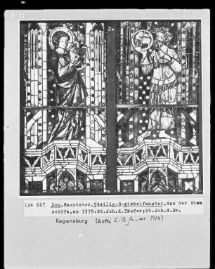 Fenster S V, Bischofsfenster: Sankt Johannes der Täufer und der Evangelist Johannes