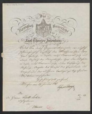 Brief an B. Schott's Söhne : 19.01.1847