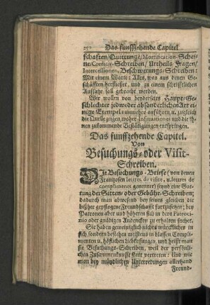 Das funffzehende Capitel. Von Besuchungs- oder Visit-Schreiben.