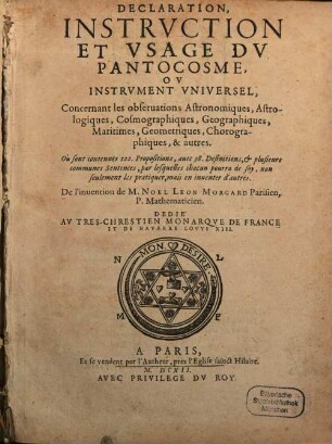 Declaration, instruction et usage du Pantocosme ...