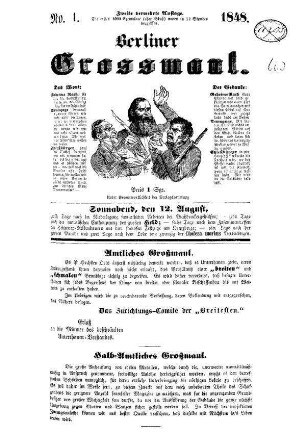 Berliner Grossmaul. N[umer]o 1.