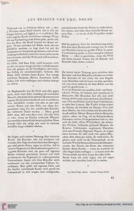 44: Aus Briefen von Emil Nolde