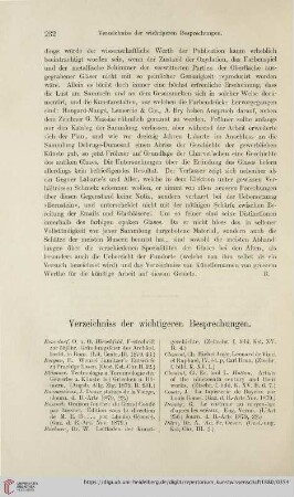 Verzeichniss der wichtigeren Besprechungen