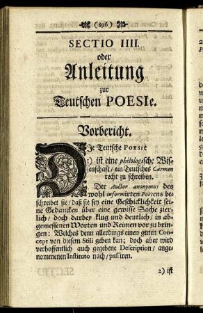 Sectio IIII. oder Anleitung zur Teutschen Poesie.