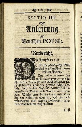 Sectio IIII. oder Anleitung zur Teutschen Poesie.