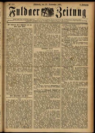 Ausgabe vom Mittwoch, den 23. September 1891.