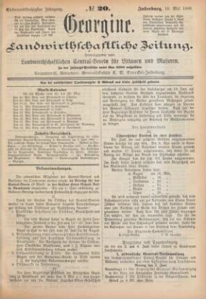 Siebenundfünfzigster Jahrgang. No. 20. Insterburg, 16. Mai 1889.