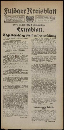 Erste Ausgabe vom Dienstag, den 25. Mai 1915.