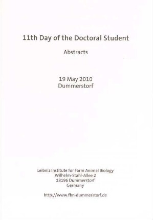 11th Day of the Doctoral Student : abstracts ; 19 May 2010, Dummerstorf