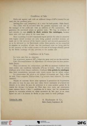 Condition of Sale – Conditions de la Vente