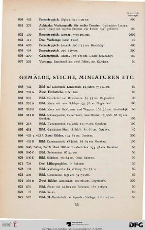 Gemälde, Stiche, Miniaturen (Nr. 858-901)