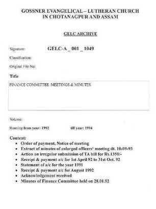FINANCE COMMITTEE MEETINGS & MINUTES