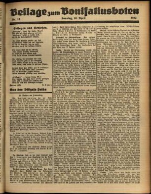 Zweite Ausgabe vom Sonntag, den 10. April 1932.