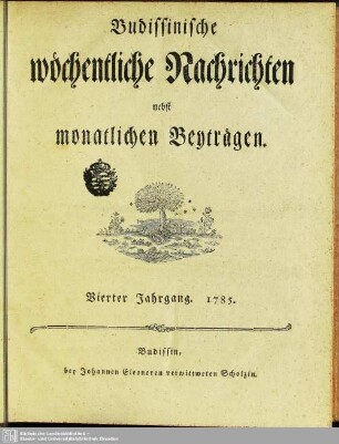 1785: Budissinische wöchentliche Nachrichten