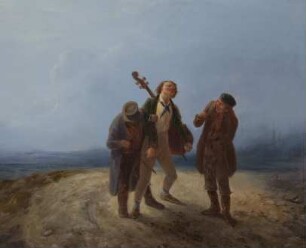 In der Dämmerung heimkehrende Musikanten