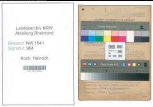 Entnazifizierung Heinrich Koch , geb. 15.05.1896 (Angestellter)