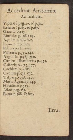 Accedunt Anatomiae Animalium.