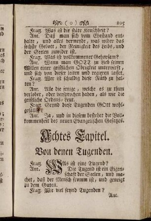Achtes Capitel. Von denen Tugenden