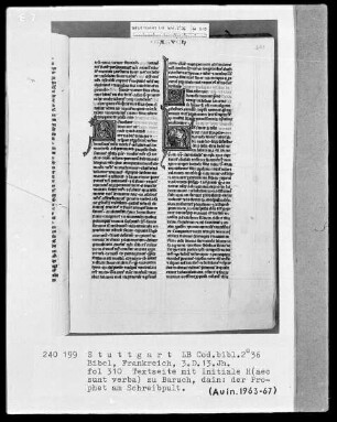 Bibel — Initiale H(aec sunt verba), Folio 310recto