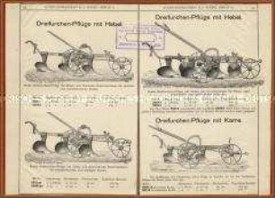 Dreifurchen-Pflüge mit Hebel