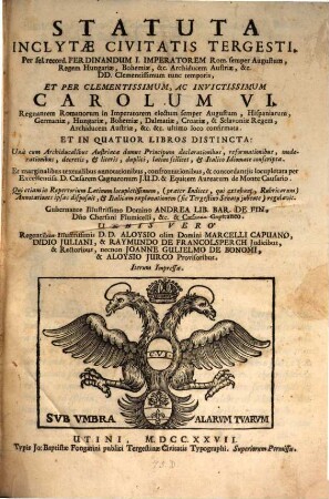 Statuta inclytae civitatis Tergesti ...