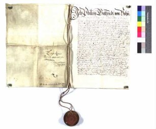 Philipp Gottfried von Vohenstein stellt dem Schenken Vollrath zu Limpurg einen Revers aus über Adelmannsfelden.