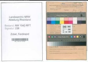 Entnazifizierung Ferdinand Zobel , geb. 13.12.1876 ()