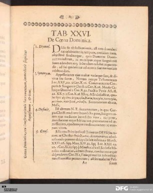 Tab. XXVI. De Coena Dominica.