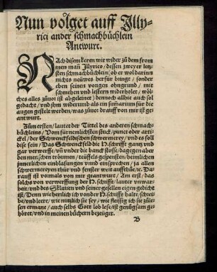 Nun volget auff Illyrici ander schmachbüchlein Antwurt.