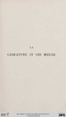 La caricature et les moeurs