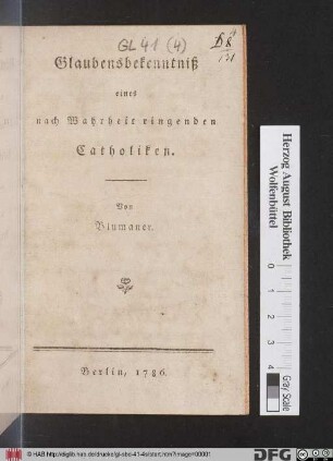 Glaubensbekenntniß eines nach Wahrheit ringenden Catholiken