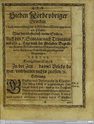 Sieben Körbe ubriger Brocken