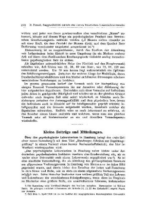 Kleine Beitrage und Mitteilungen