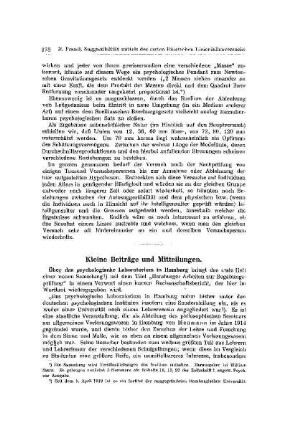 Kleine Beitrage und Mitteilungen