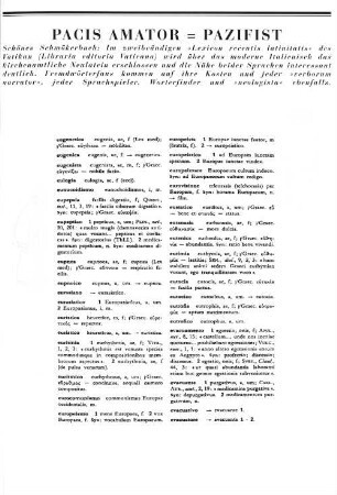 Pacis Amator = Pazifist