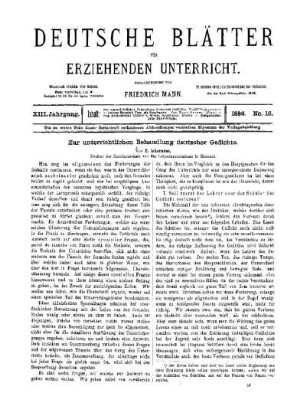 Zur unterrichtlichen Behandlung deutscher Gedichte
