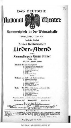 Drittes Meisterkonzert Lieder-Abend